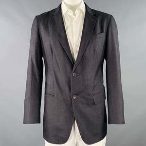TROVATO Grey Polyester Blend Single Breasted Sport Coat